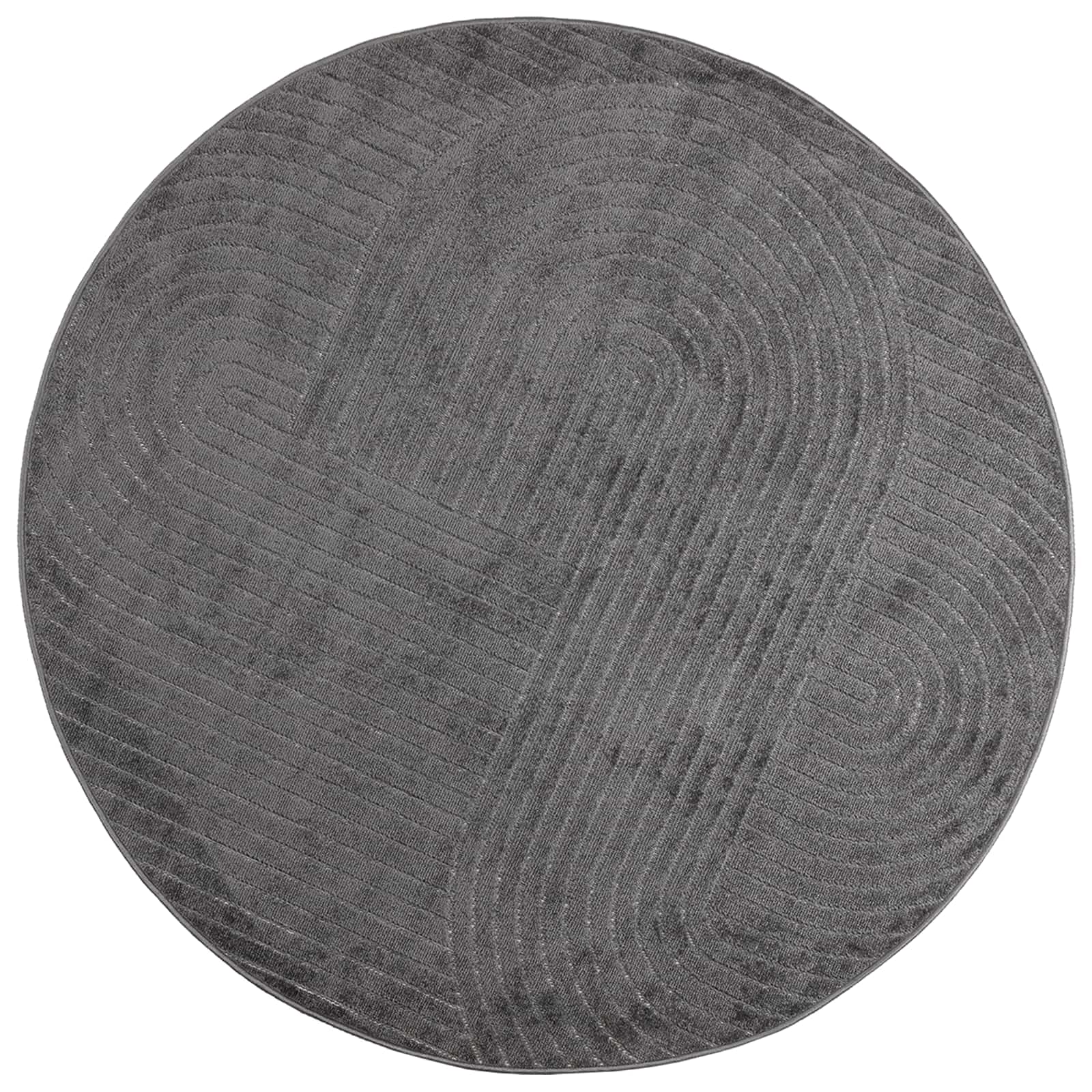 Tappeti per area Rotondo PALMERAS Antracite Ø 200 CM Poliestere