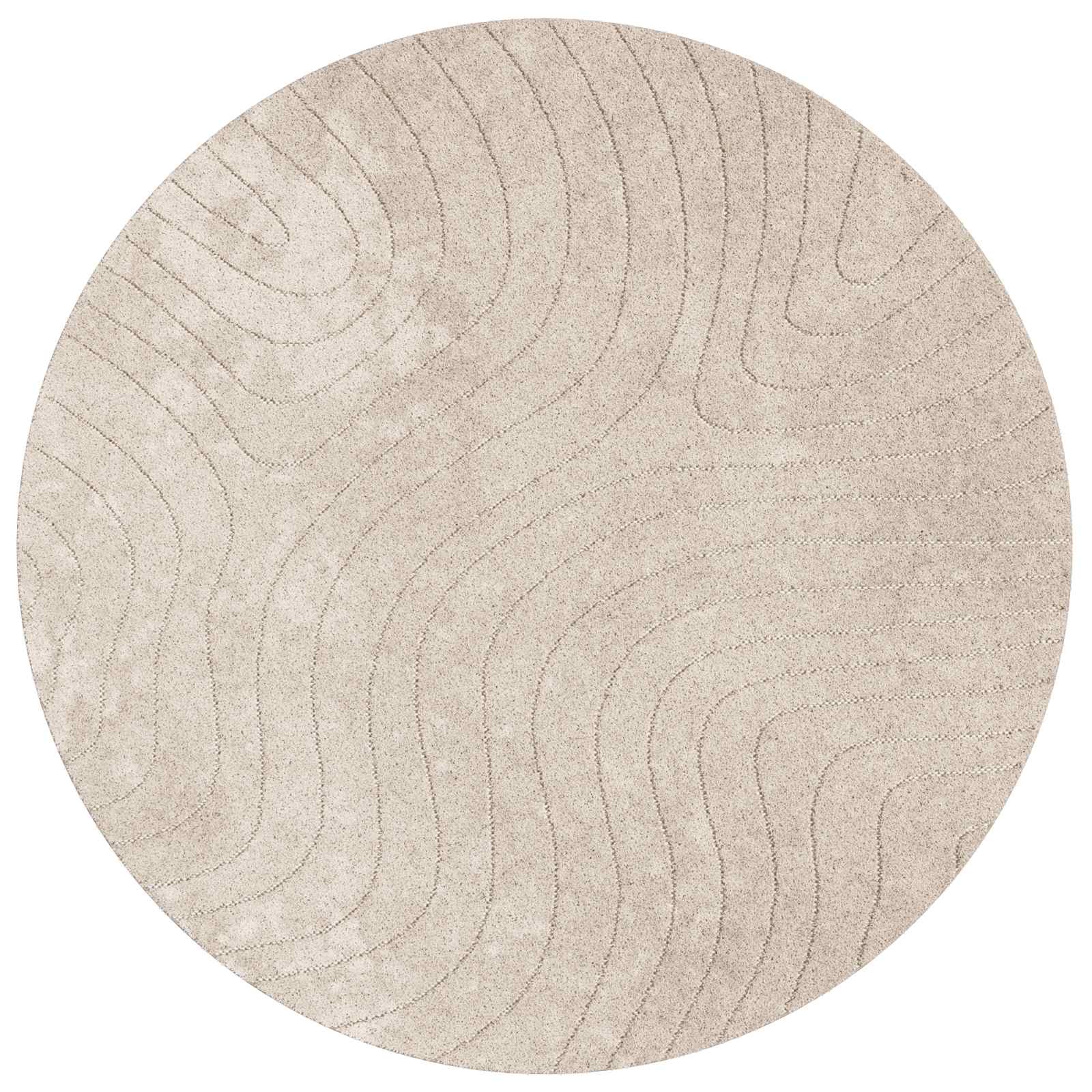 Tappeti per area Rotondo PALMERAS Beige Ø 120 CM Poliestere