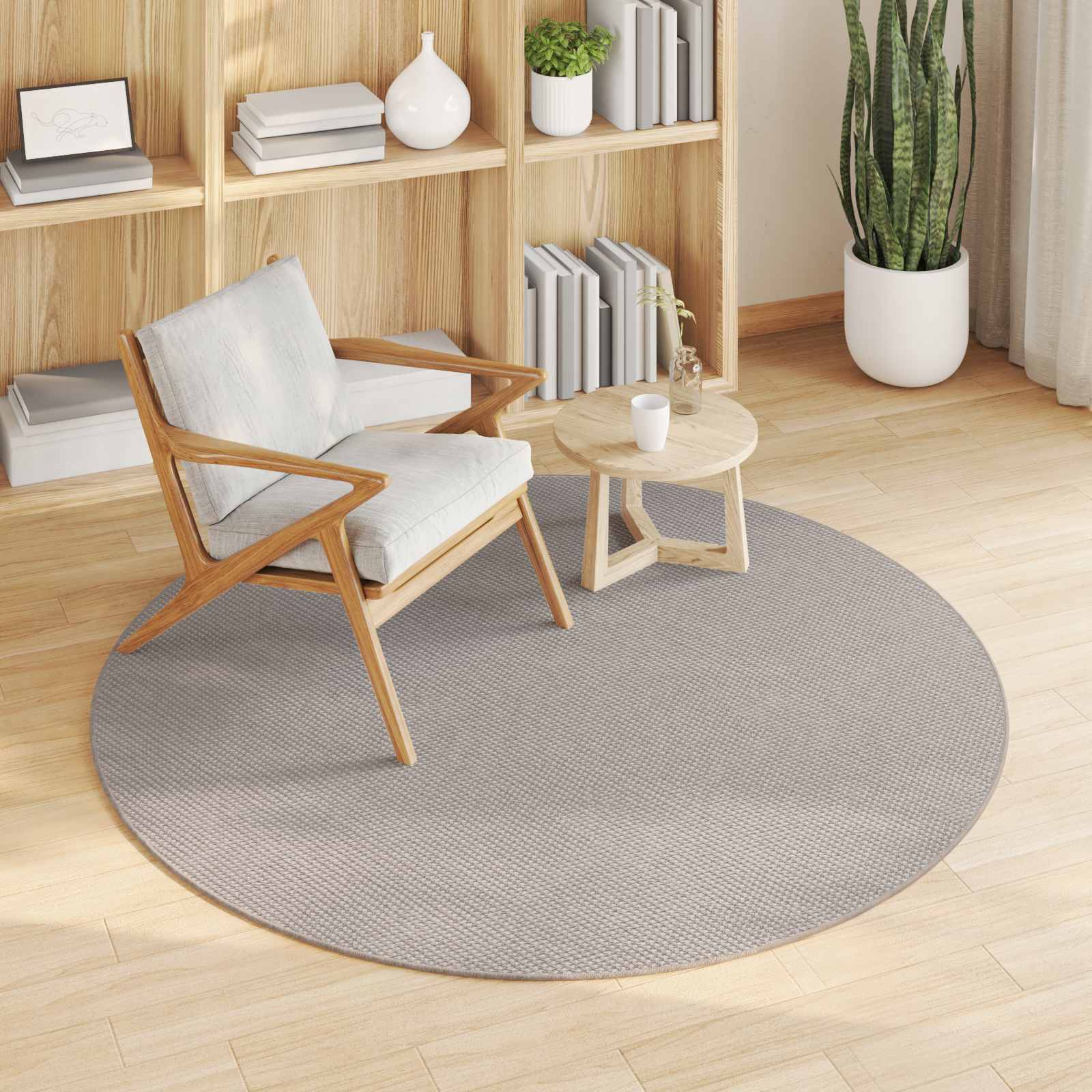 Tappeti per area Rotondo LUGO Crema e Taupe Ø 200 CM Poliestere
