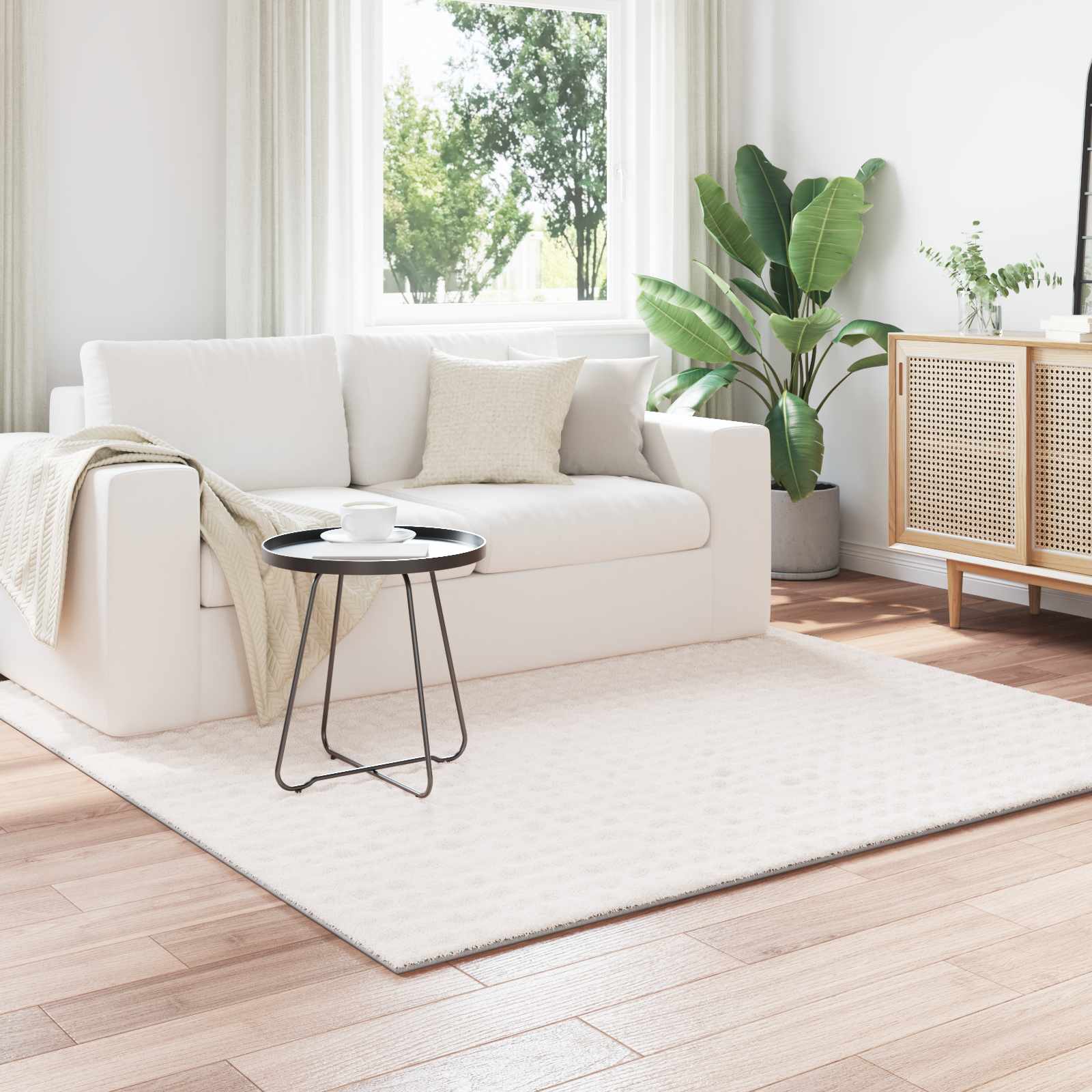 Tappeti per area Quadrato SIROLO Crema 120 x 120 cm Poliestere