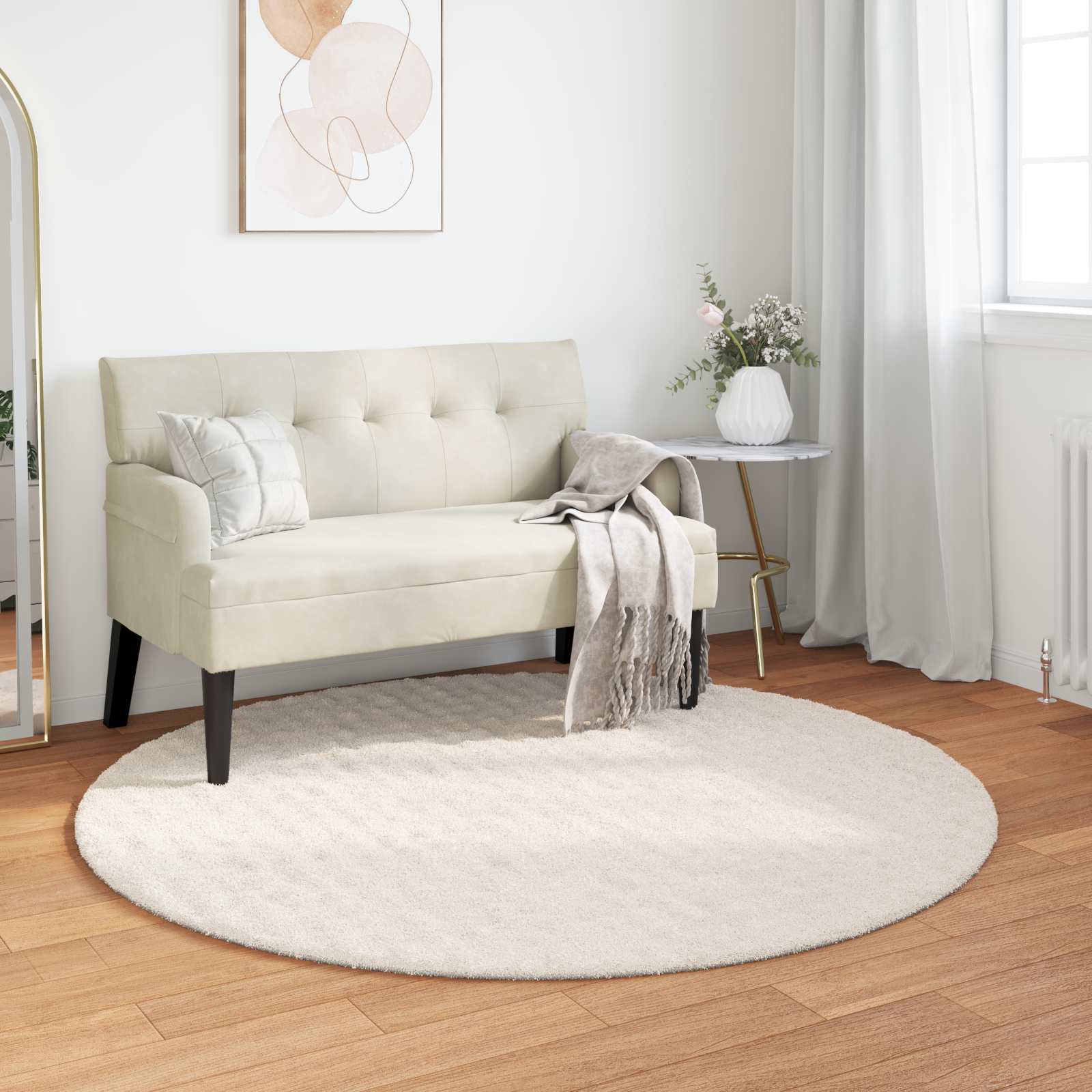 Tappeti per area Rotondo SIROLO Crema Ø 120 CM Poliestere