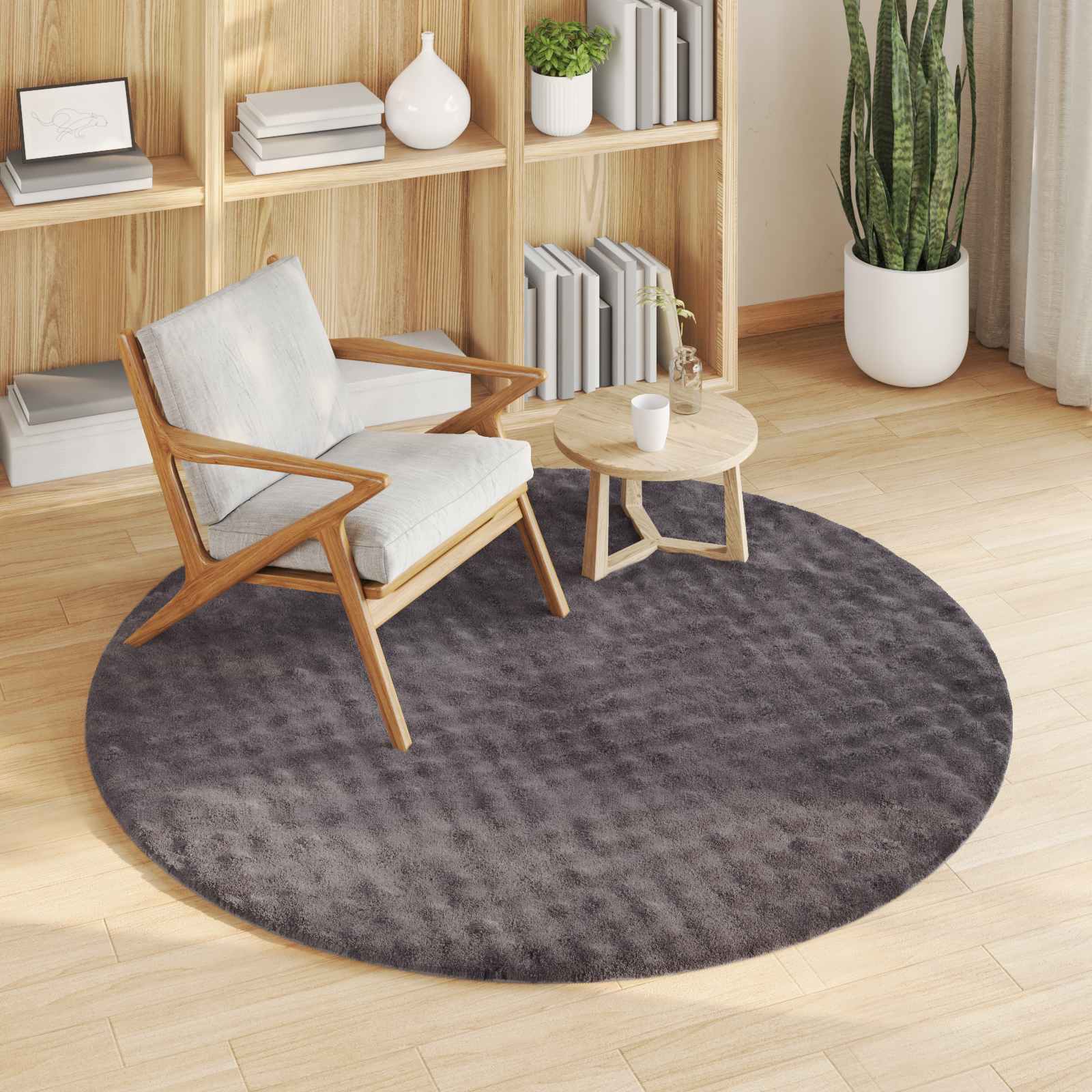 Tappeti per area Rotondo SIROLO Antracite Ø 160 CM Poliestere