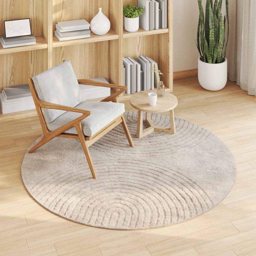 Tappeti per area Rotondo GALATI Beige Ø 200 CM Poliestere