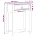 Tavolo Consolle Bianco 55 x 35 x 73 cm Pino massello
