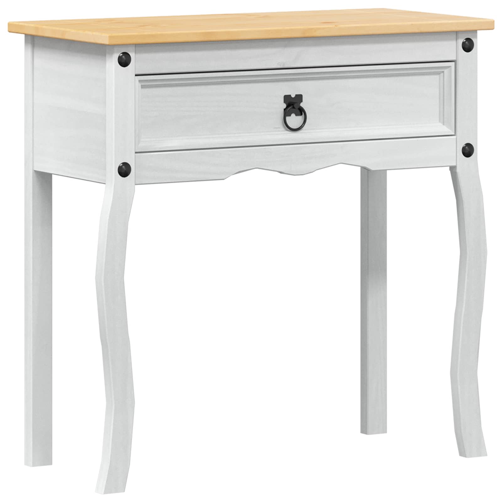 Tavolo Consolle Bianco 73 x 35 x 73 cm Pino massello