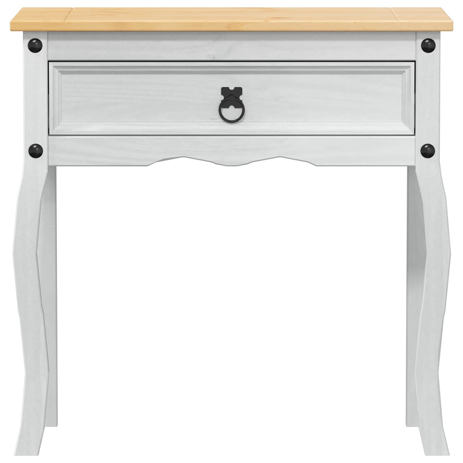 Tavolo Consolle Bianco 73 x 35 x 73 cm Pino massello