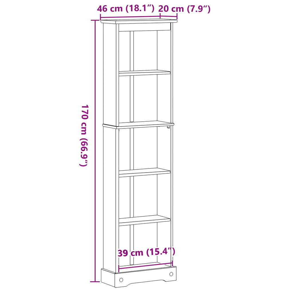 Libreria Bianco 46 x 20 x 170 cm Pino massello
