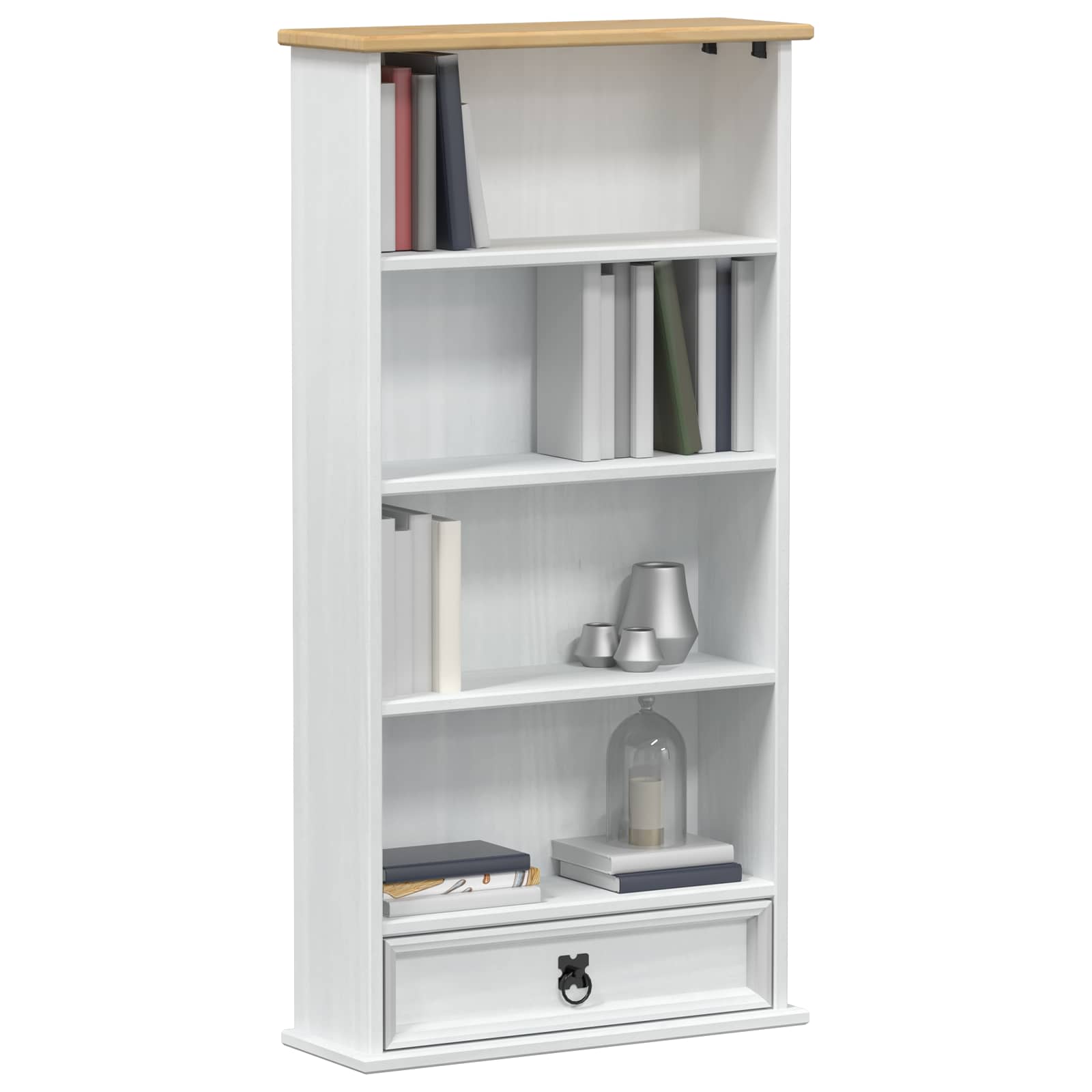 Mobile per CD Bianco 52 x 17.5 x 103 cm Pino massello