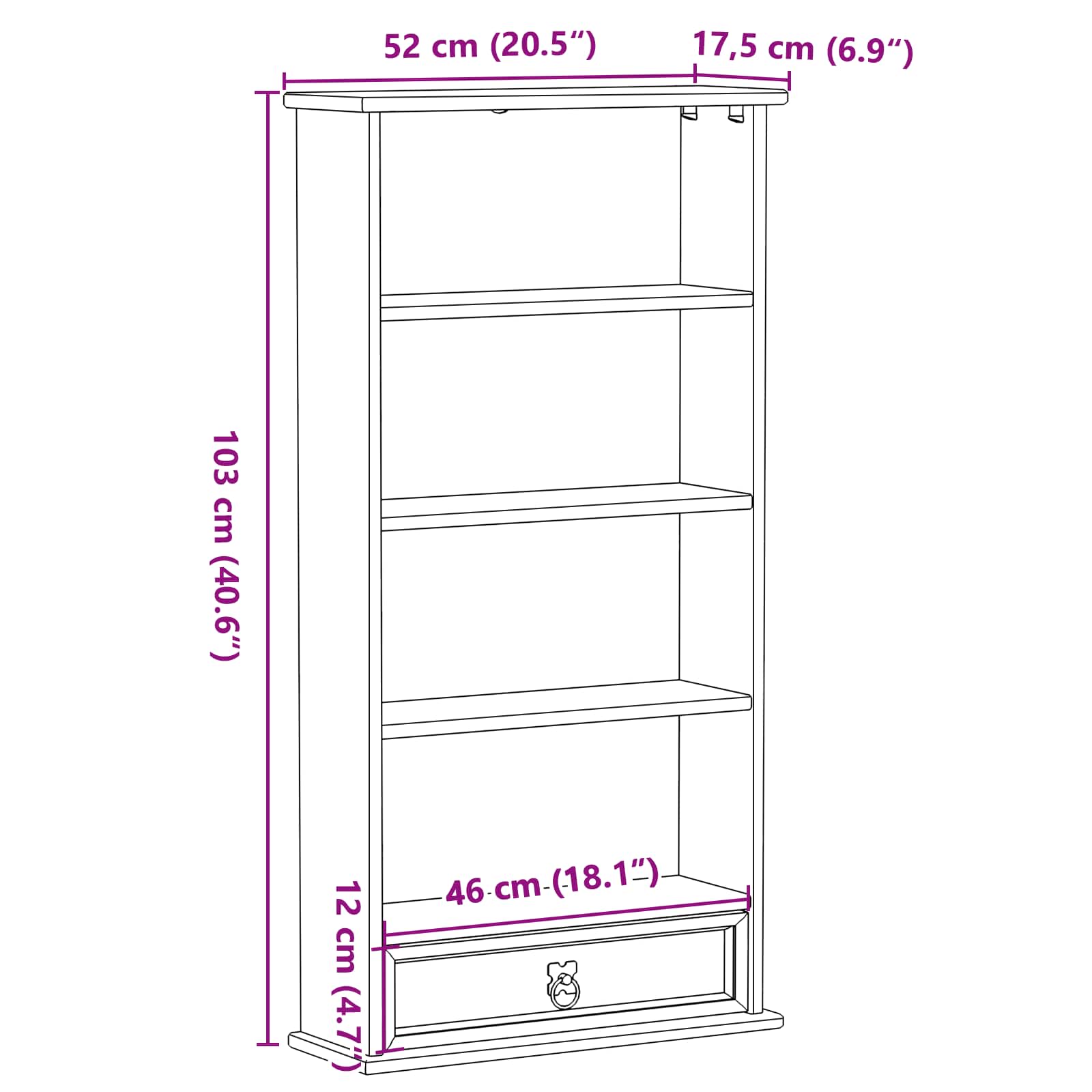 Mobile per CD Bianco 52 x 17.5 x 103 cm Pino massello