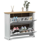 Mobile per scarpe Corona Bianco 99 x 32 x 85 cm Pino massello