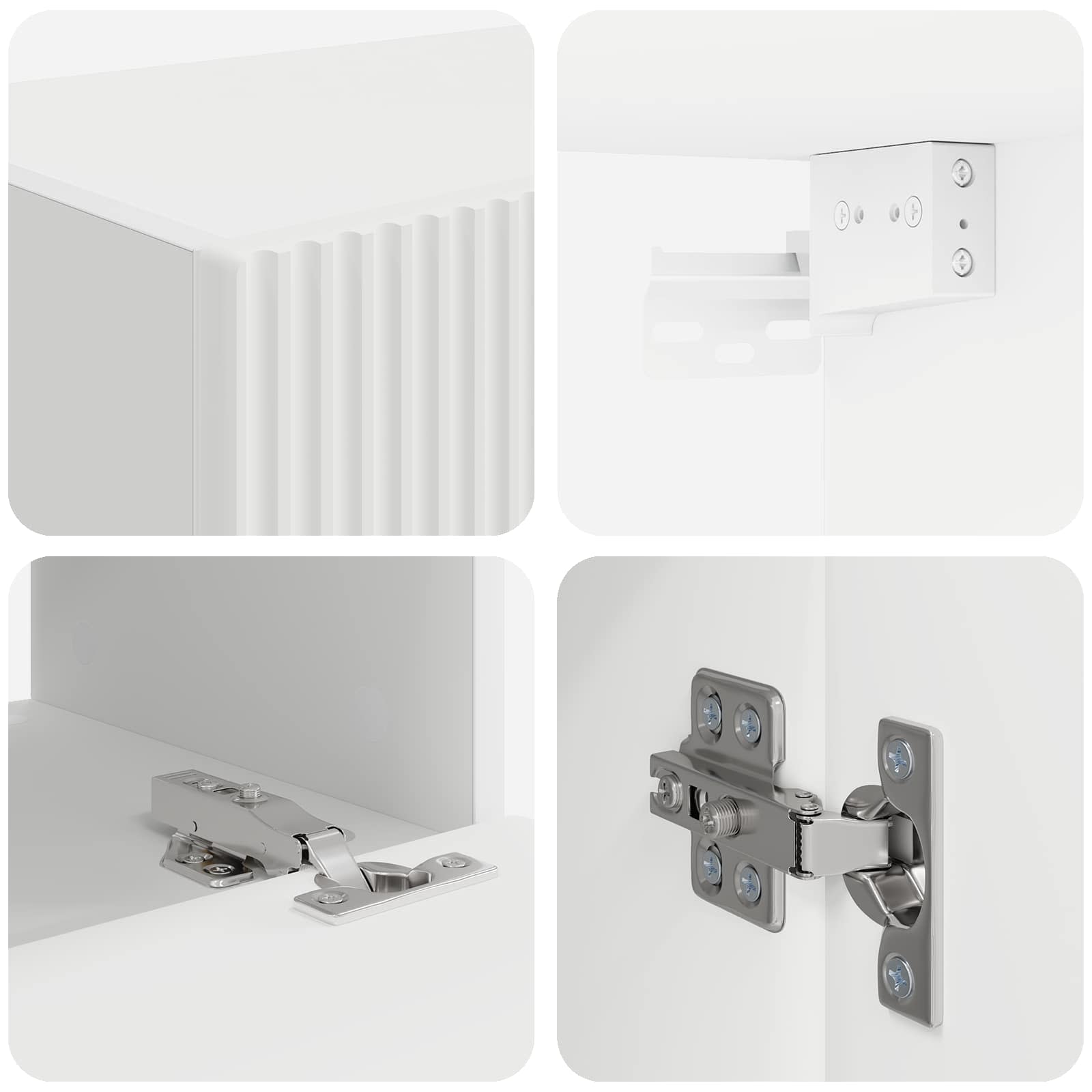 Set di Mobiletto da TV a Parete 4 pcs Bianco Legno multistrato