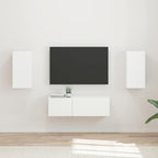 Set di Mobiletto da TV a Parete 4 pcs Bianco Legno multistrato