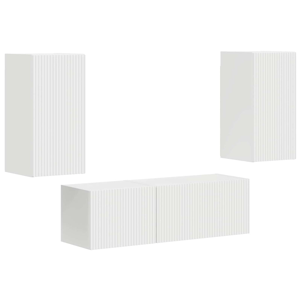 Set di Mobiletto da TV a Parete 4 pcs Bianco Legno multistrato