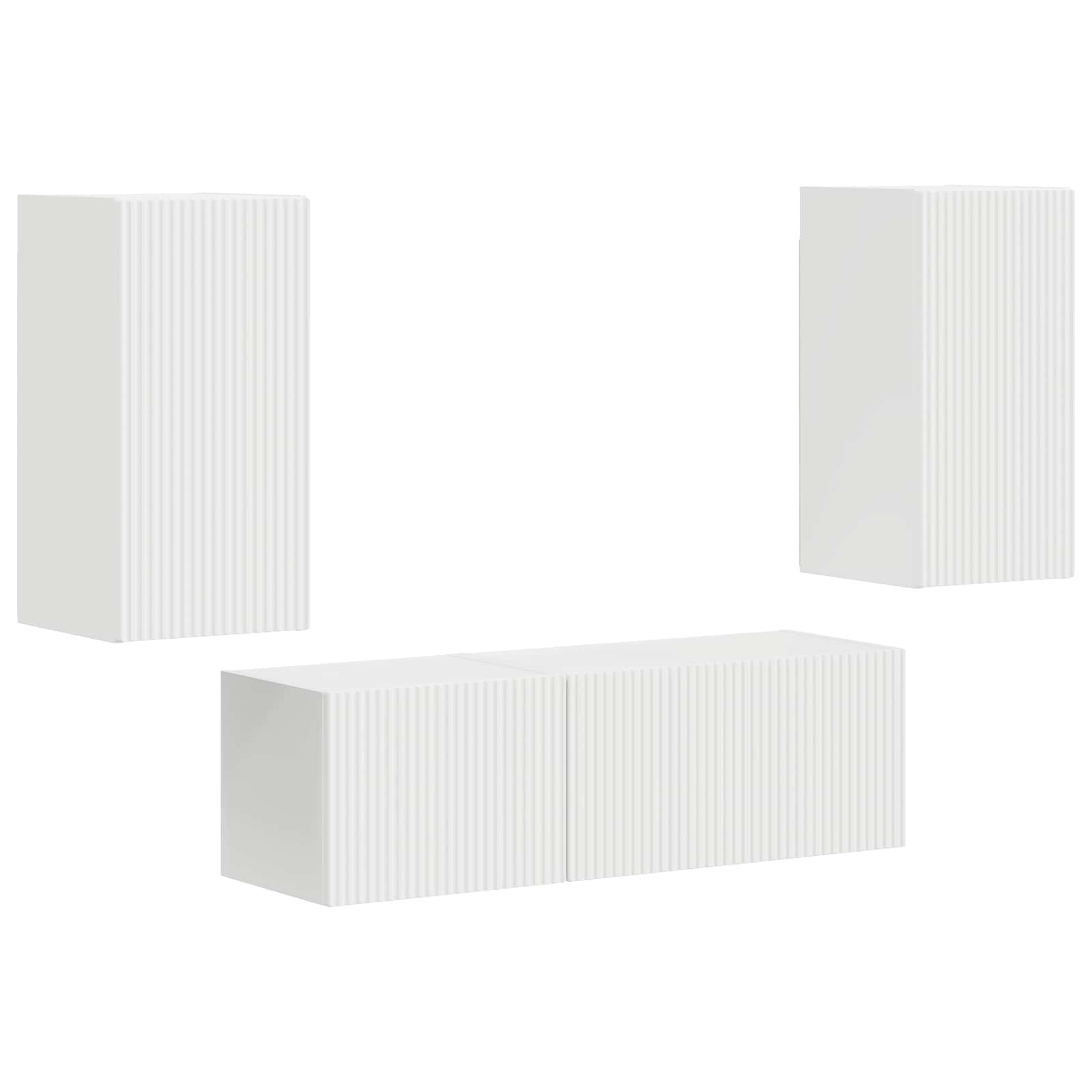 Set di Mobiletto da TV a Parete 4 pcs Bianco Legno multistrato