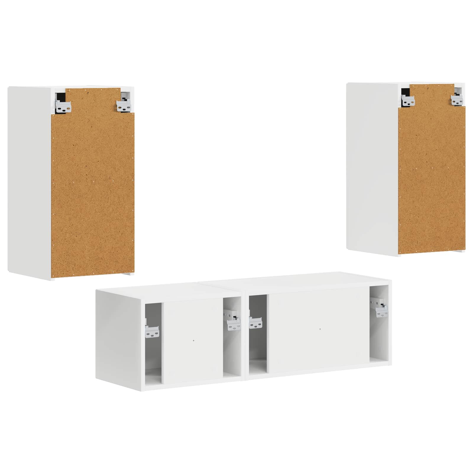 Set di Mobiletto da TV a Parete 4 pcs Bianco Legno multistrato