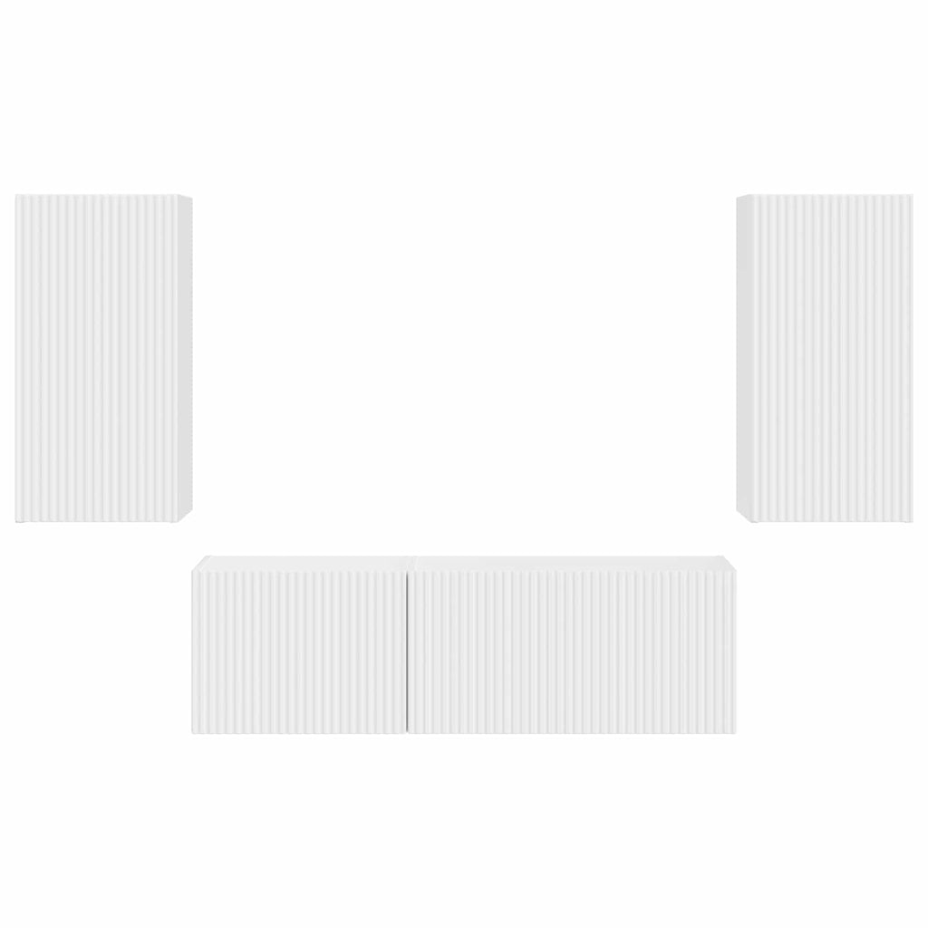 Set di Mobiletto da TV a Parete 4 pcs Bianco Legno multistrato