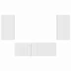 Set di Mobiletto da TV a Parete 4 pcs Bianco Legno multistrato