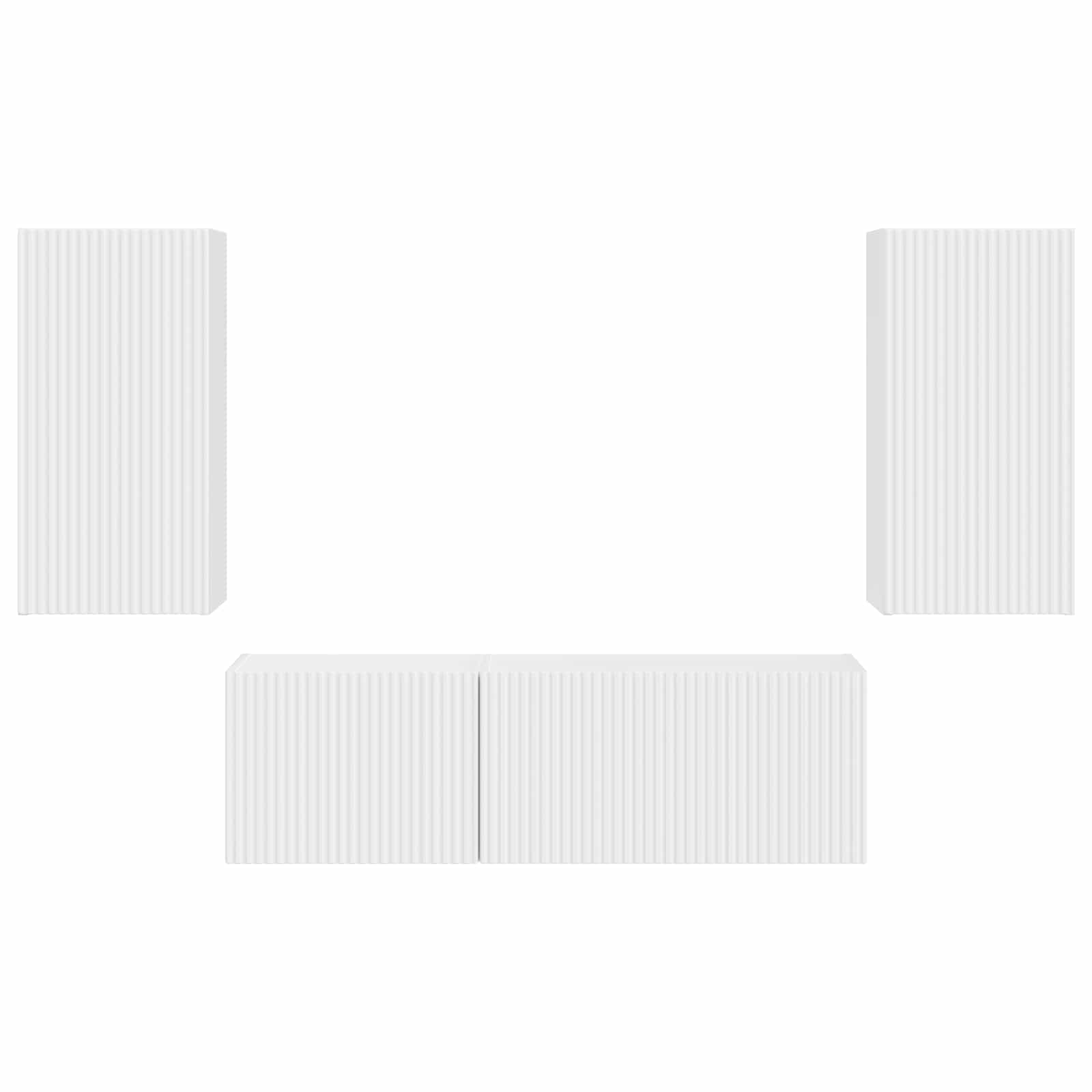 Set di Mobiletto da TV a Parete 4 pcs Bianco Legno multistrato