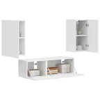 Set di Mobiletto da TV a Parete 4 pcs Bianco Legno multistrato