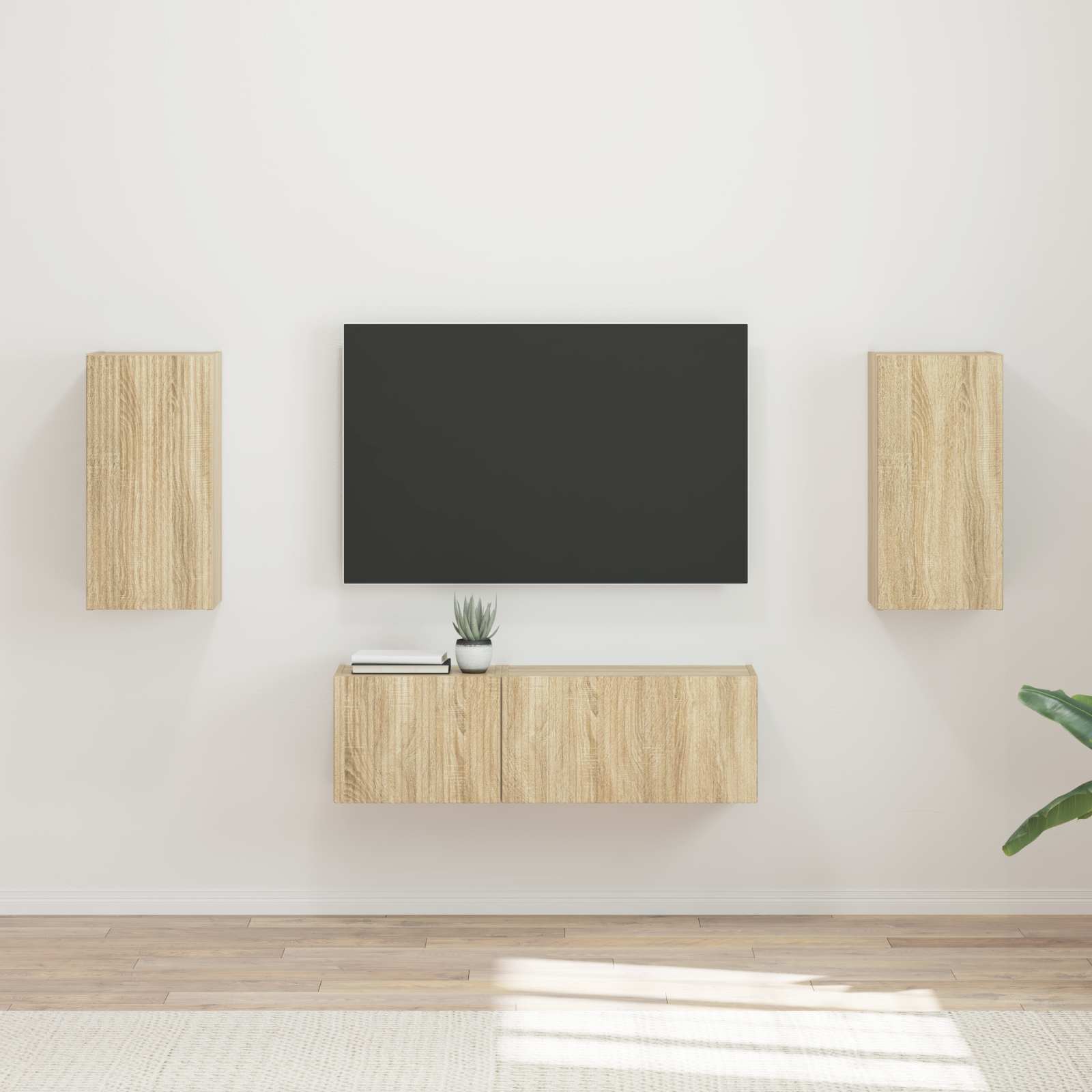 Set di Mobiletto da TV a Parete 4 pcs Rovere Sonoma