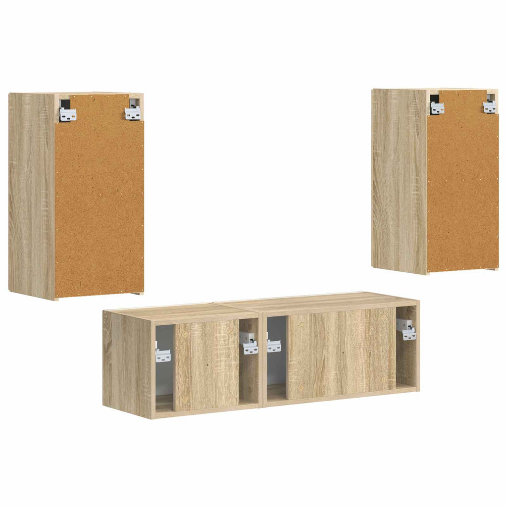 Set di Mobiletto da TV a Parete 4 pcs Rovere Sonoma