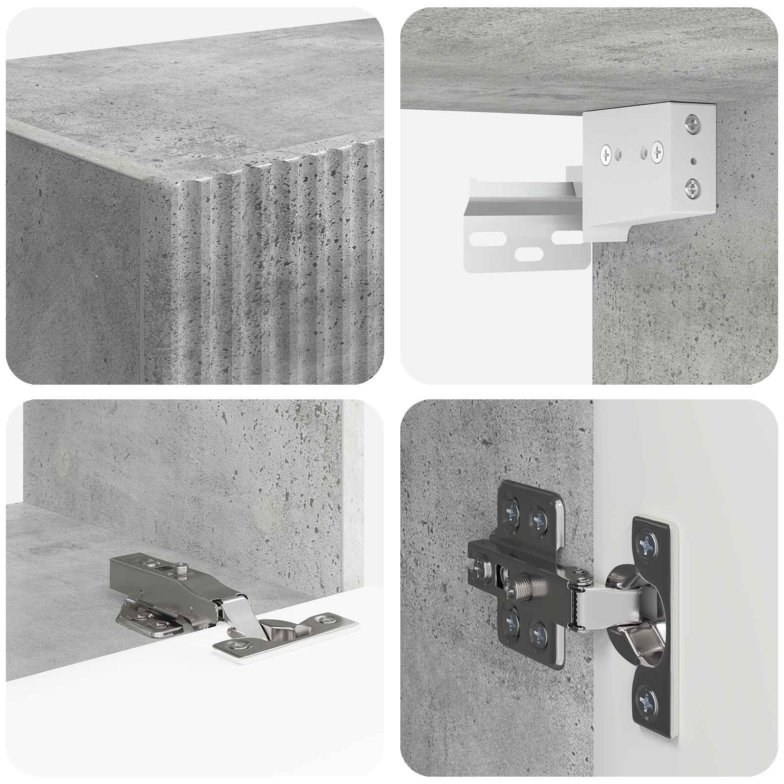 Set di Mobiletto da TV a Parete 4 pcs Grigio cemento