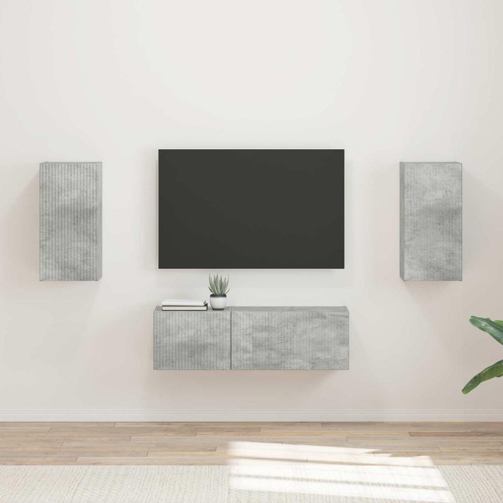 Set di Mobiletto da TV a Parete 4 pcs Grigio cemento