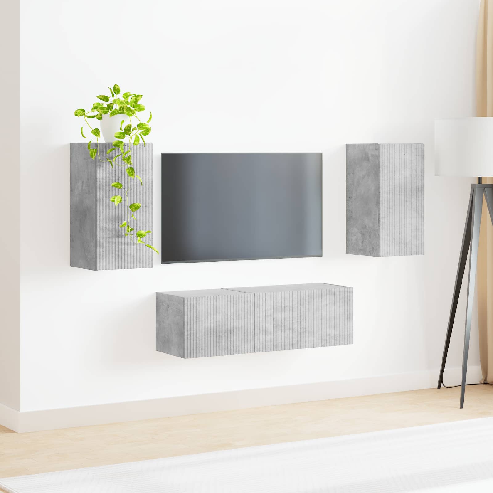 Set di Mobiletto da TV a Parete 4 pcs Grigio cemento