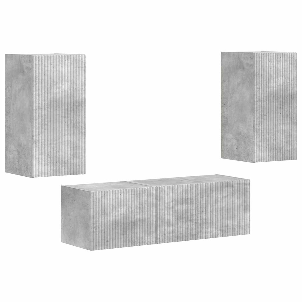Set di Mobiletto da TV a Parete 4 pcs Grigio cemento