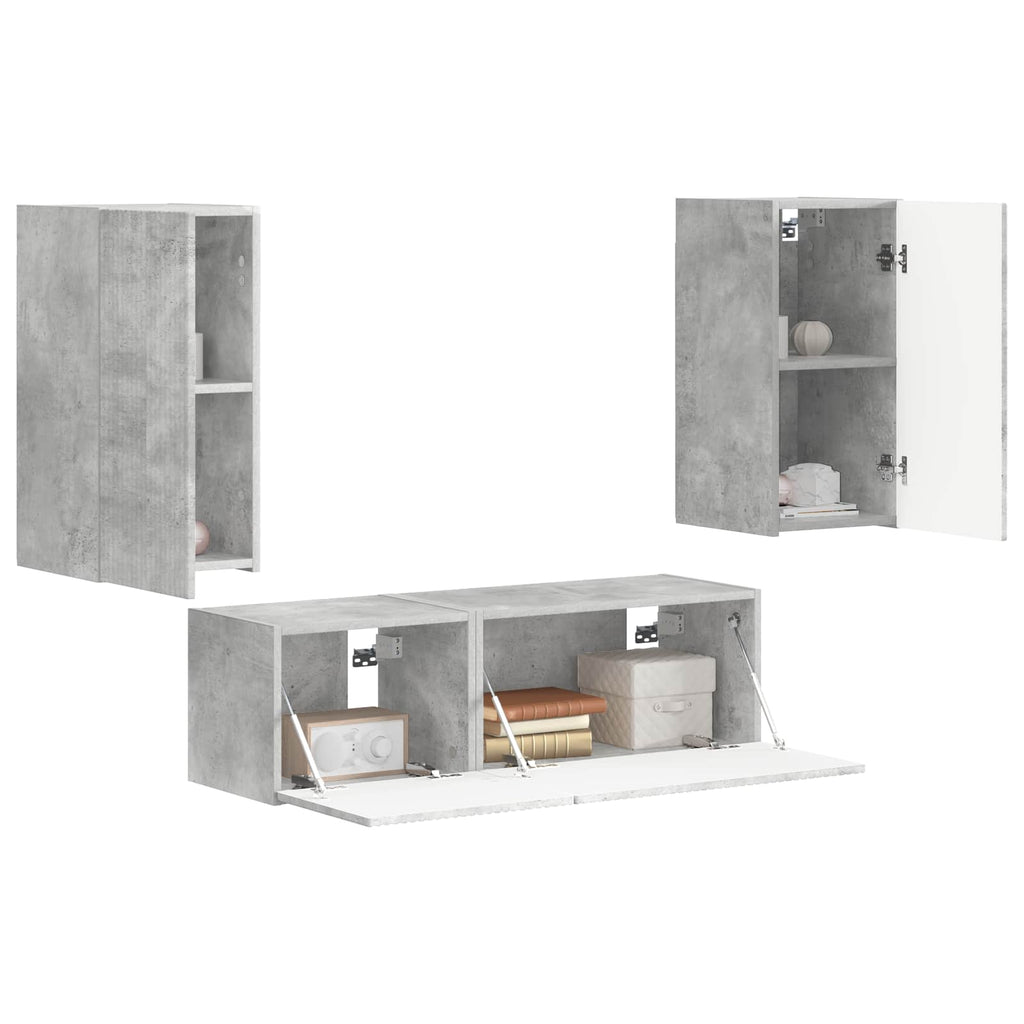 Set di Mobiletto da TV a Parete 4 pcs Grigio cemento