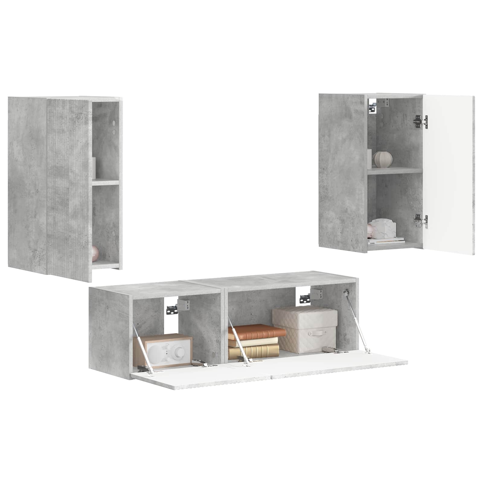 Set di Mobiletto da TV a Parete 4 pcs Grigio cemento