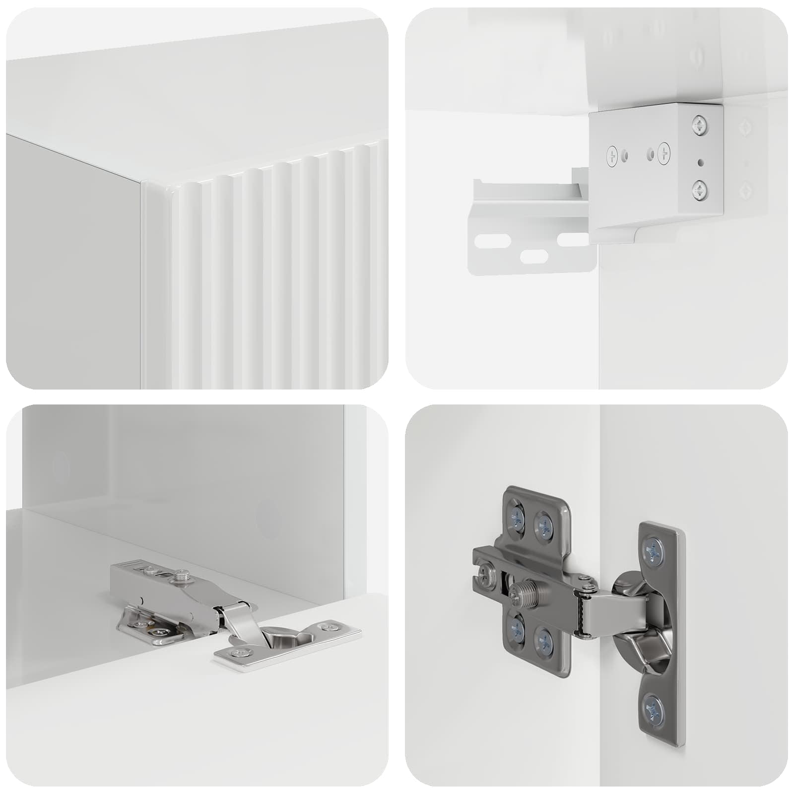 Set di Mobiletto da TV a Parete 4 pcs Bianco Lucido