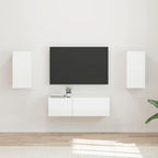 Set di Mobiletto da TV a Parete 4 pcs Bianco Lucido