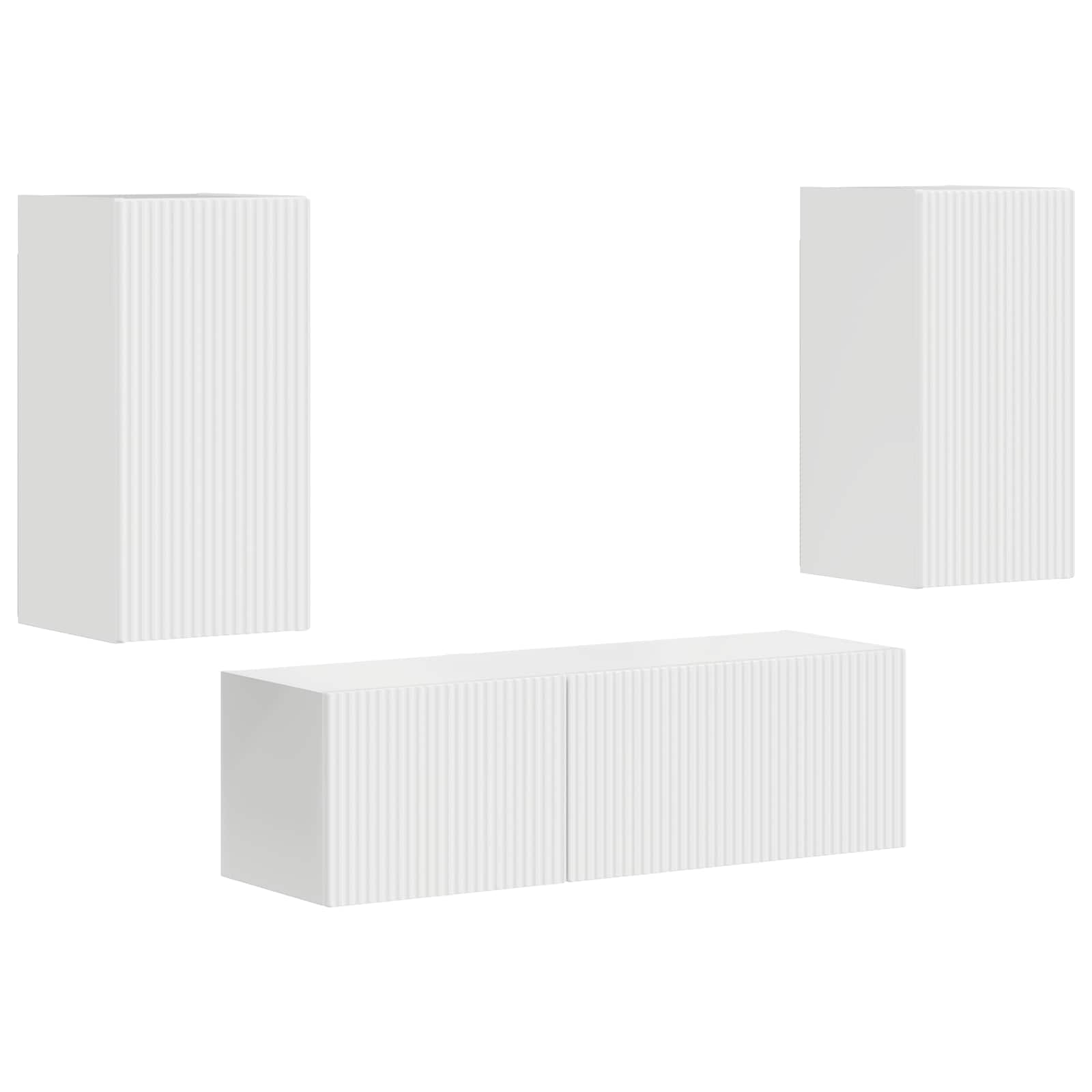 Set di Mobiletto da TV a Parete 4 pcs Bianco Lucido