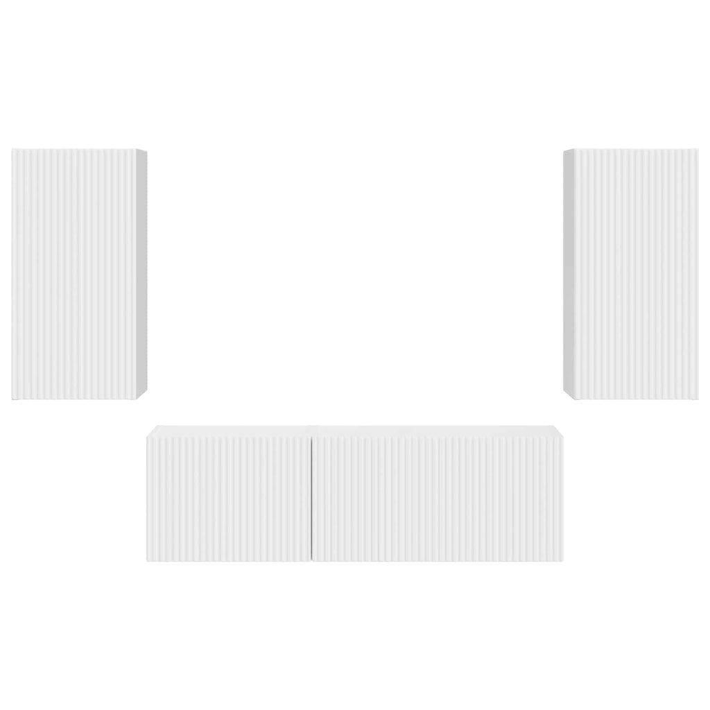 Set di Mobiletto da TV a Parete 4 pcs Bianco Lucido