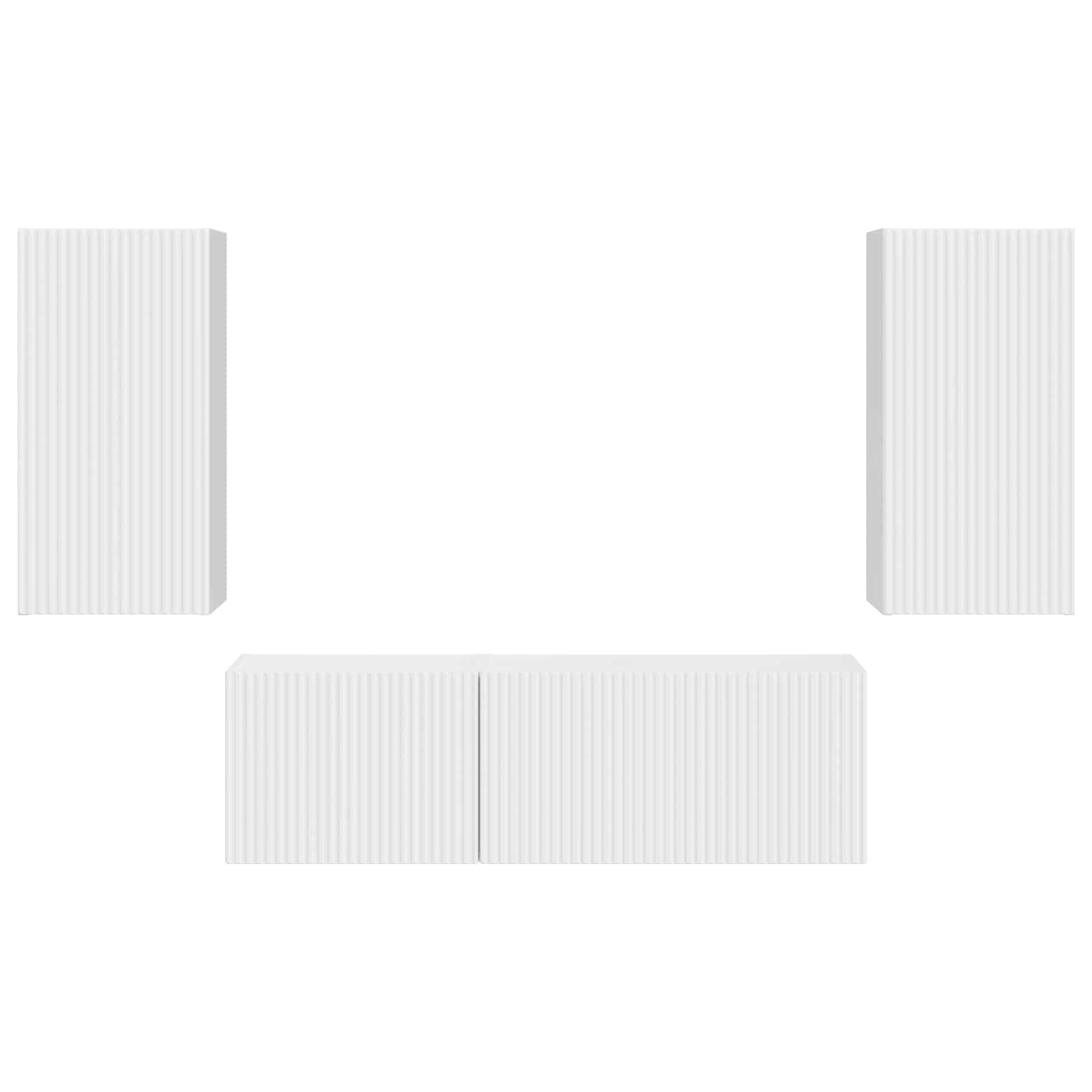 Set di Mobiletto da TV a Parete 4 pcs Bianco Lucido