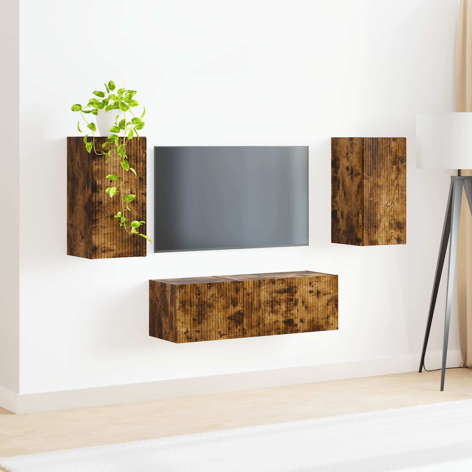 Set di Mobiletto da TV a Parete 4 pcs Rovere fumé