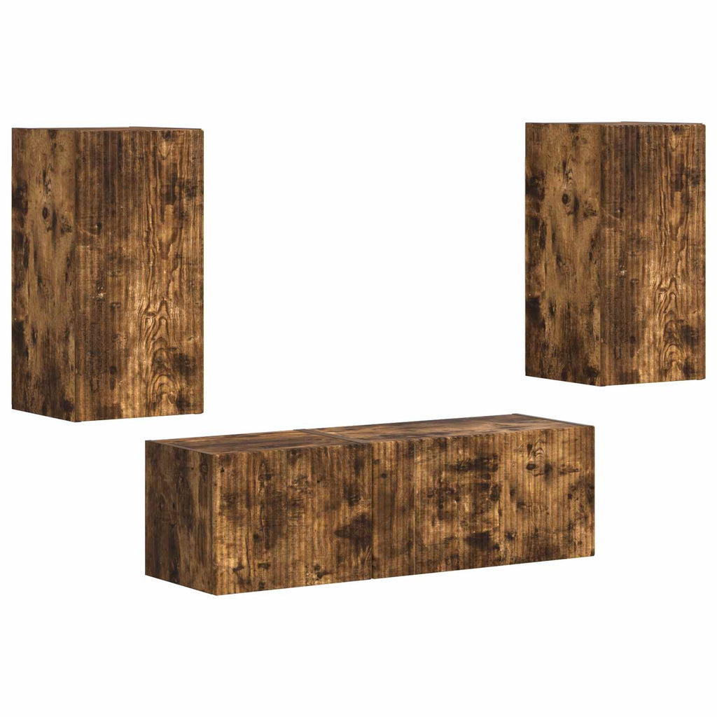 Set di Mobiletto da TV a Parete 4 pcs Rovere fumé