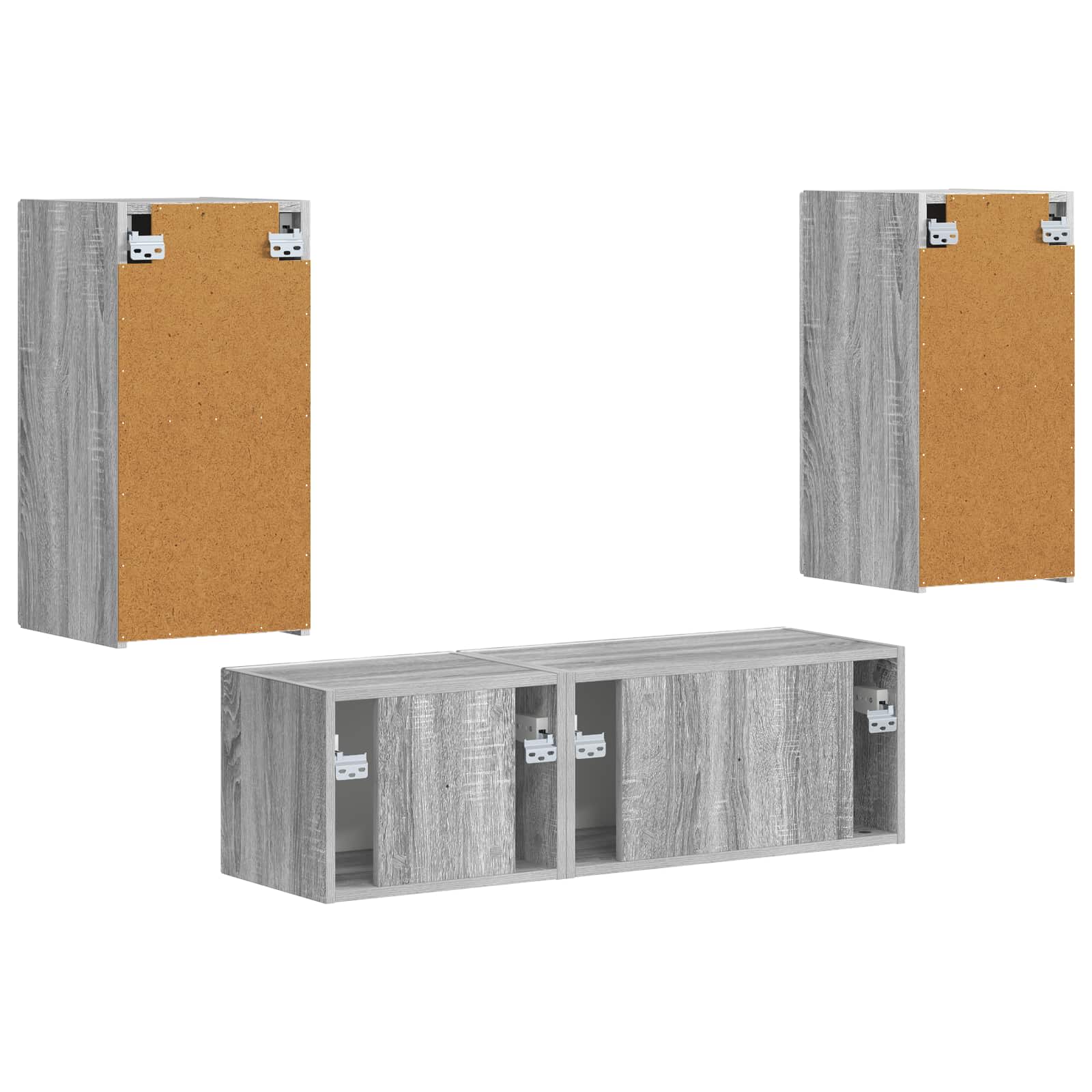 Set di Mobiletto da TV a Parete 4 pcs Grigio Sonoma