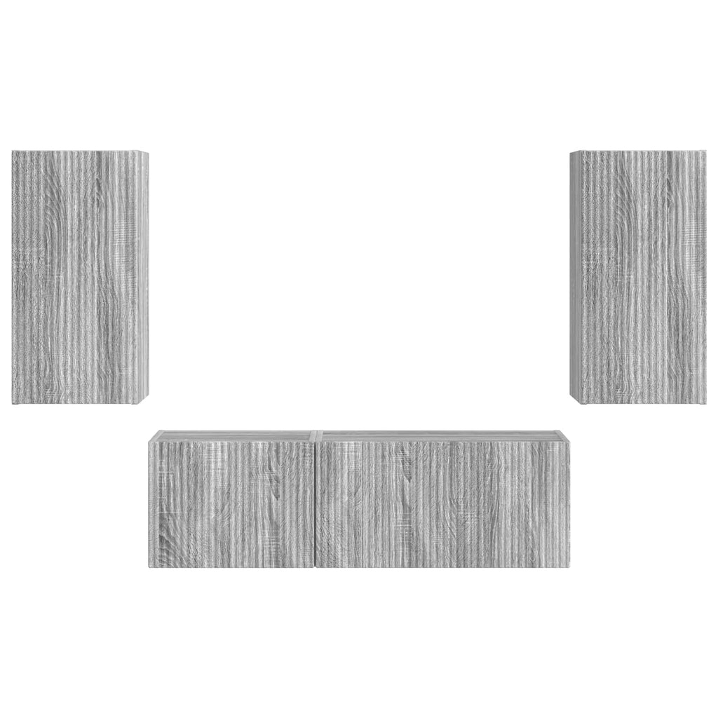 Set di Mobiletto da TV a Parete 4 pcs Grigio Sonoma