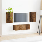 Set di Mobiletto da TV a Parete 4 pcs Legno vecchio