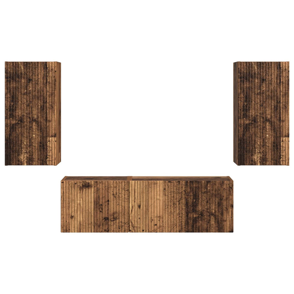 Set di Mobiletto da TV a Parete 4 pcs Legno vecchio