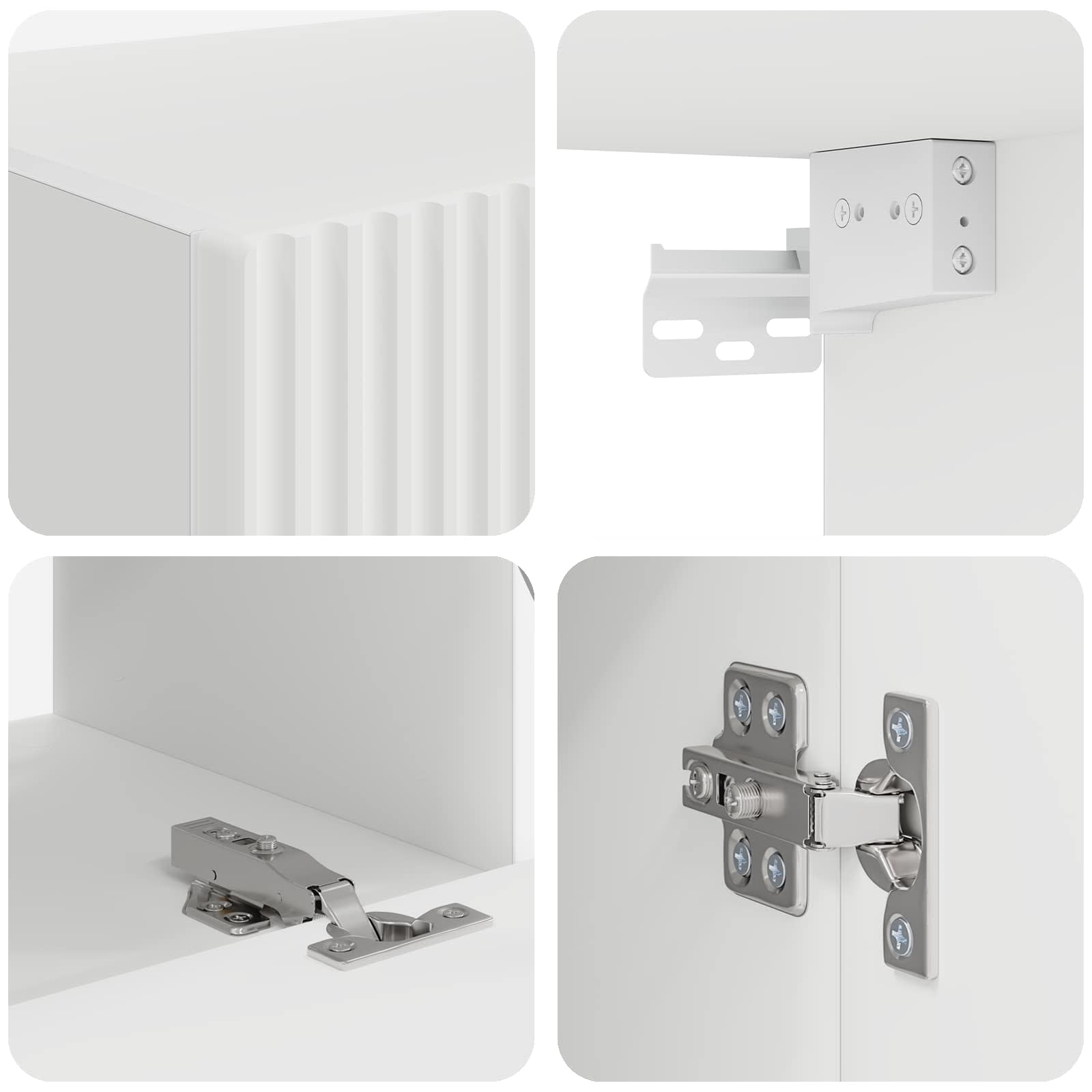 Set mobile TV Montaggio a parete 2 pcs Bianco Legno multistrato