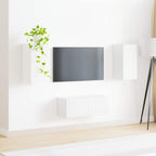 Set mobile TV Montaggio a parete 2 pcs Bianco Legno multistrato