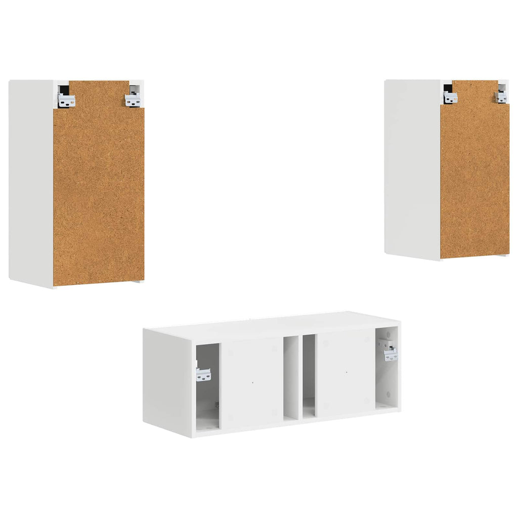 Set mobile TV Montaggio a parete 2 pcs Bianco Legno multistrato