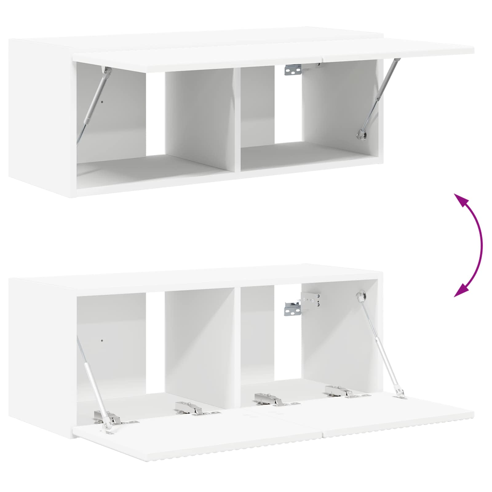 Set mobile TV Montaggio a parete 2 pcs Bianco Legno multistrato