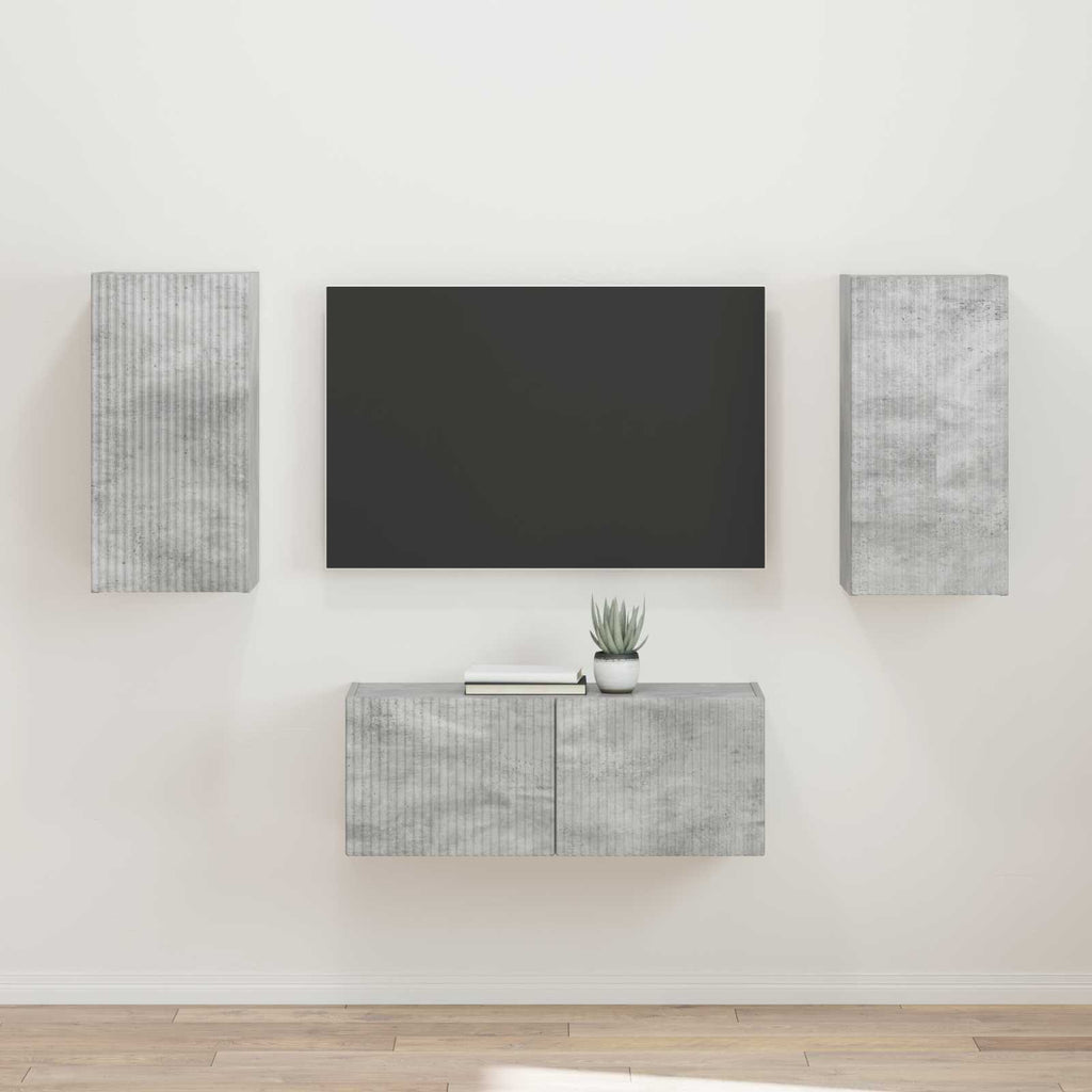 Set mobile TV 2 pcs Grigio cemento Legno multistrato