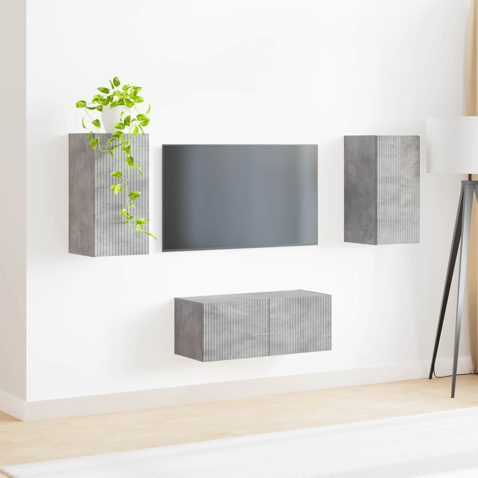 Set mobile TV 2 pcs Grigio cemento Legno multistrato