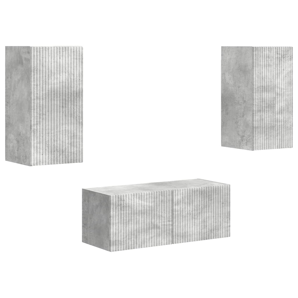 Set mobile TV 2 pcs Grigio cemento Legno multistrato