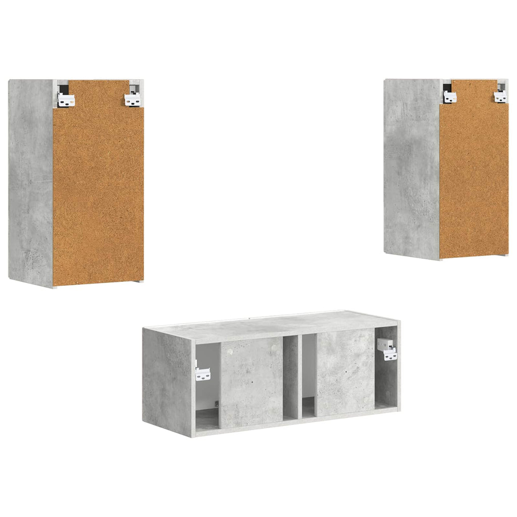 Set mobile TV 2 pcs Grigio cemento Legno multistrato